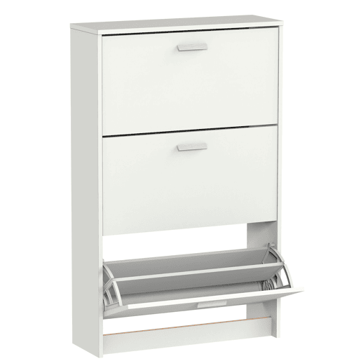 Briebe Nova Sapateira Organizador de Corredor, Móvel Auxiliar Estreito de Madeira para Sapatos, 3 Portas, 119,5x74x25 cm, , Branco