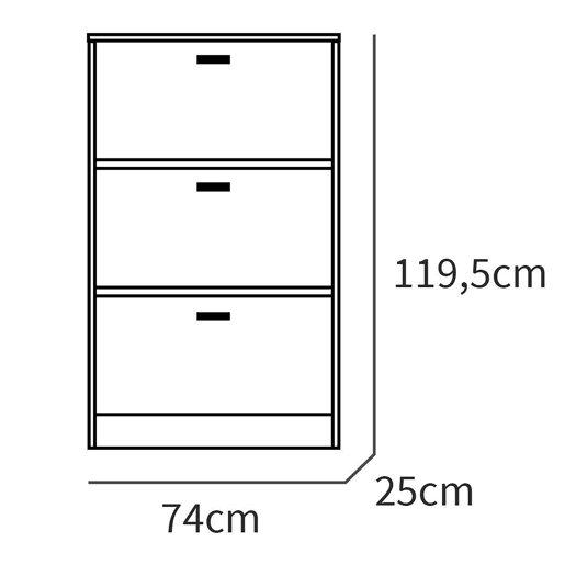 Briebe Nova Sapateira Organizador de Corredor, Móvel Auxiliar Estreito de Madeira para Sapatos, 3 Portas, 119,5x74x25 cm, , Branco