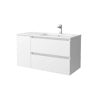 Móveis Bequia 90cm + 1 Sofá Porta Esquerda + Pia Cerâmica | Cor Branco Mate | 90x45x54