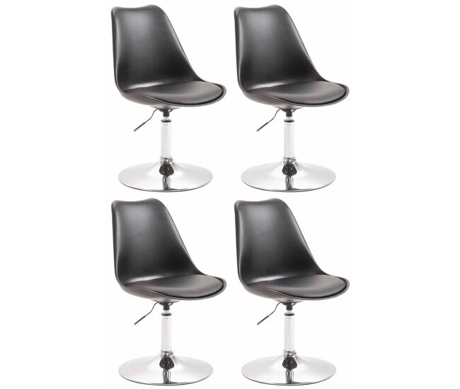 Set de 4 sillas de comedor maverick con pie de trompeta plástico negro 57x48x76 cm