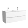 Móveis de banheiro Bequia 160cm + pia MineralSolid Vilna | Cor branco fosco | 160x45x54