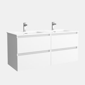 Móveis de banheiro Bequia 160cm + pia MineralSolid Vilna | Cor branco fosco | 160x45x54