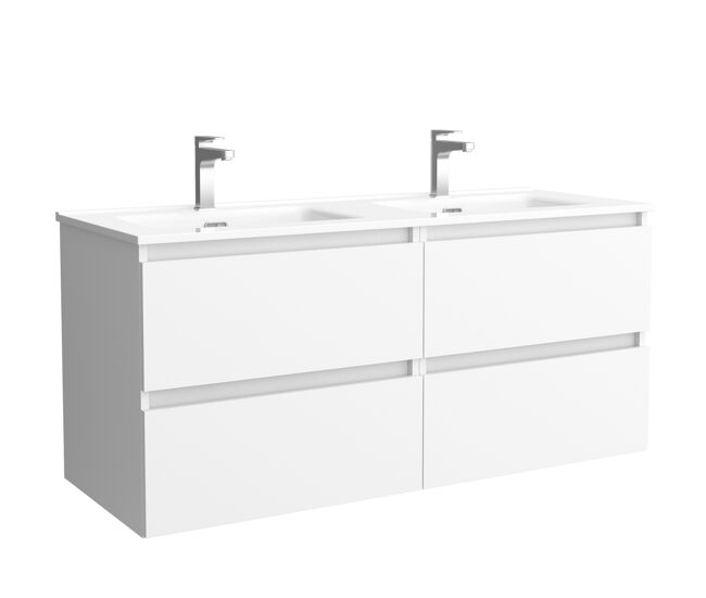 Mueble de baño bequia 160cm + lavabo mineralsolid | blanco mate|160x45x54
