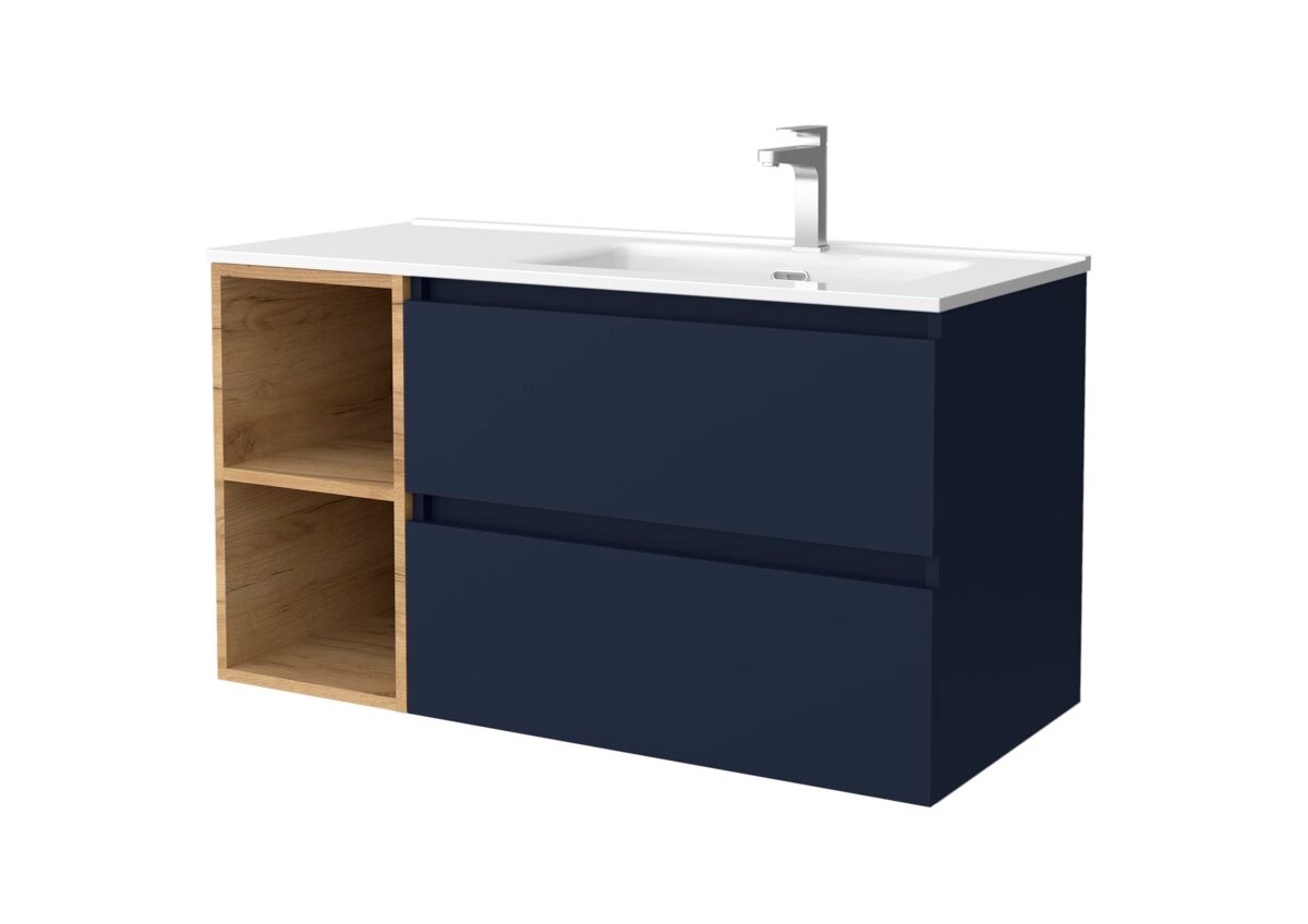 Mueble Baño BEQUIA PLUS 2caj. 2 huecos Lavabo 1 poza grifo dere. 90