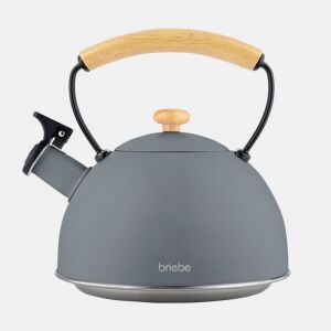 Briebe Nordic Chaleira de Indução com Apito, 2,3 L, Aço Inox, Vitrocerâmica, Gás, Cabo de Madeira, , Cinza