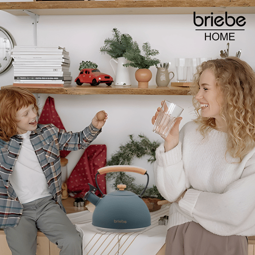 Briebe Nordic Chaleira de Indução com Apito, 2,3 L, Aço Inox, Vitrocerâmica, Gás, Cabo de Madeira, , Cinza