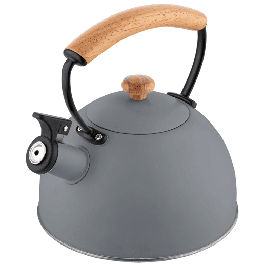 Briebe Nordic Chaleira de Indução com Apito, 2,3 L, Aço Inox, Vitrocerâmica, Gás, Cabo de Madeira, , Cinza