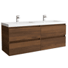 Móveis de banheiro Bequia 140cm + pia de carga mineral Toscana |Cor Nogueira|140x45x59