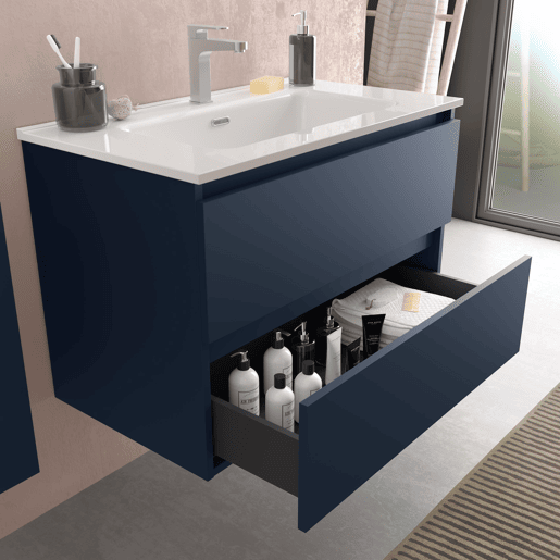 Móveis de banheiro Bequia 70cm + pia de cerâmica |Cor azul acetinado|70x45x54 Móveis de banheiro Bequia 70cm + pia de cerâmica |Cor azul acetinado|70x45x54