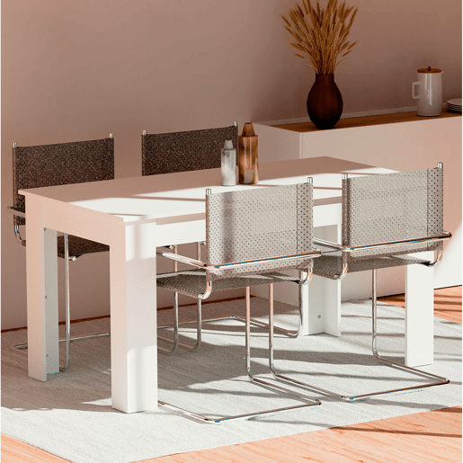 Briebe Opal Mesa Comedor Madera, Salón o Cocina para 4 - 6 Personas 77x140x80 cm, Muebles Diseño Moderno, , Blanco