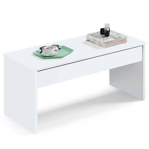 Briebe Opal Mesa de Centro Elevável, Sala de Jantar, Sala de Estar, Mesinha Baixa para Sofá, 47x100x50cm 58x100x50cm, , Branco
