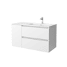 Móveis Bequia 100cm + 1 Coquete Porta Esquerda + Pia Cerâmica | Cor Branco Mate | 100x45x54