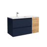 Móvel de Banheiro Bequia 90cm + 1 Sofá Porta Direita + Pia Cerâmica | Cor Azul Acetinado  Carvalho África | 90x45x54
