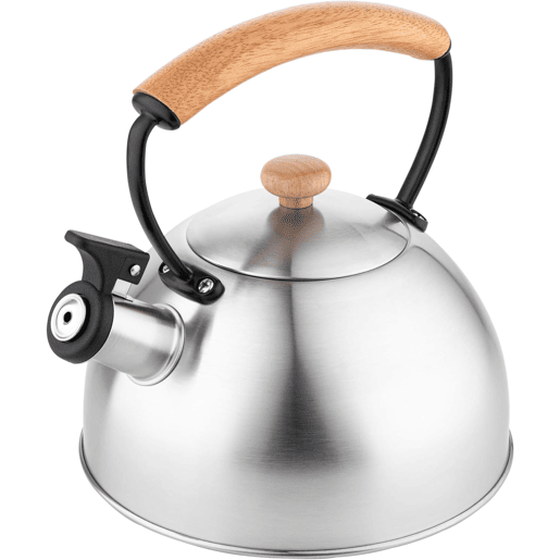 Briebe Wooden Chaleira de Indução com Apito, 2,3 L, Aço Inox, Retro, Vitrocerâmica, Gás, Cabo de Madeira, , Inox