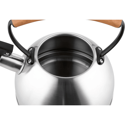 Briebe Wooden Chaleira de Indução com Apito, 2,3 L, Aço Inox, Retro, Vitrocerâmica, Gás, Cabo de Madeira, , Inox