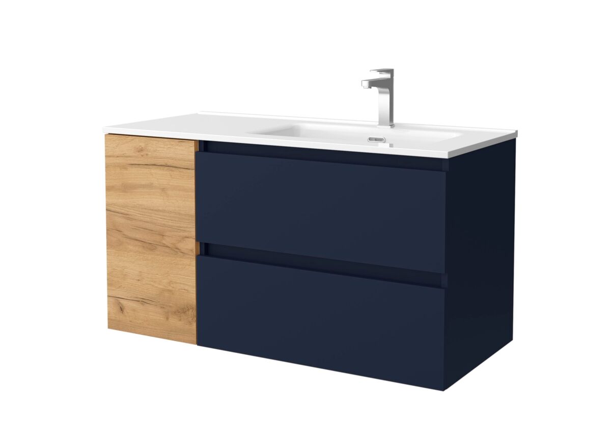 Mueble Baño BEQUIA PLUS 2caj. 1 puerta Lavabo 1 poza grifo dere. 100