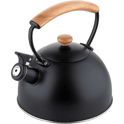 Briebe Wooden Chaleira de Indução com Apito, 2,3 L, Aço Inox, Vitrocerâmica, Gás, Cabo de Madeira, , Preto