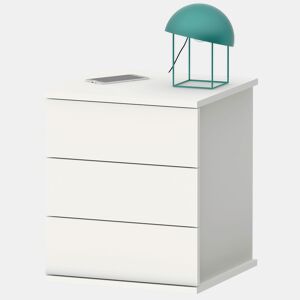 Briebe Serenade Mesa de Cabeceira com 3 Gavetas, Mesinha de Quarto 48,5x41x 40 cm (altura x largura x profundidade), , Branco