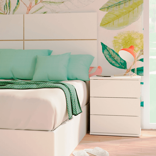 Briebe Serenade Mesa de Cabeceira com 3 Gavetas, Mesinha de Quarto 48,5x41x 40 cm (altura x largura x profundidade), , Branco