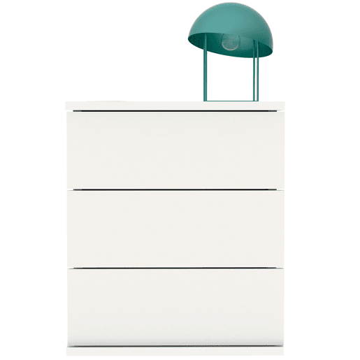 Briebe Serenade Mesa de Cabeceira com 3 Gavetas, Mesinha de Quarto 48,5x41x 40 cm (altura x largura x profundidade), , Branco