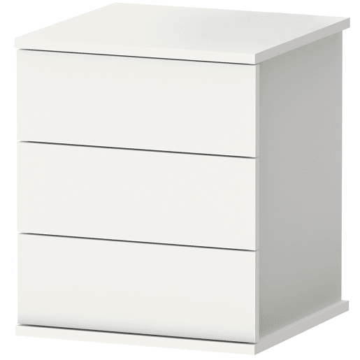 Briebe Serenade Mesa de Cabeceira com 3 Gavetas, Mesinha de Quarto 48,5x41x 40 cm (altura x largura x profundidade), , Branco