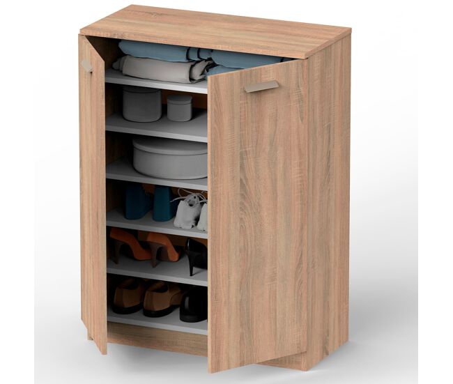 Briebe nova armario dormitorio, multiusos, baño, mueble cocina, zapatero 2 puertas 5 estantes101x74x36 cm, , madera