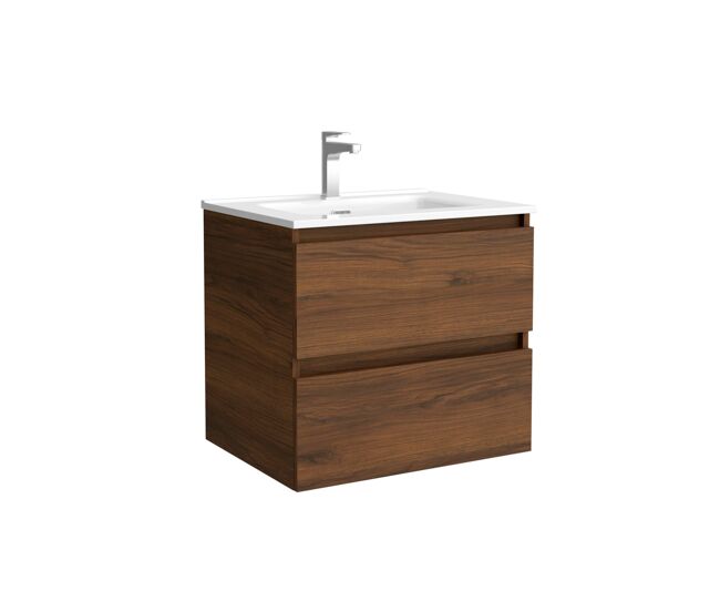 Mueble de baño bequia 70cm + lavabo cerámica | nogal|70x45x54