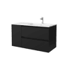 Móveis Bequia 90cm + 1 Sofá Porta Esquerda + Pia Cerâmica | Cor Preto Fosco | 90x45x54