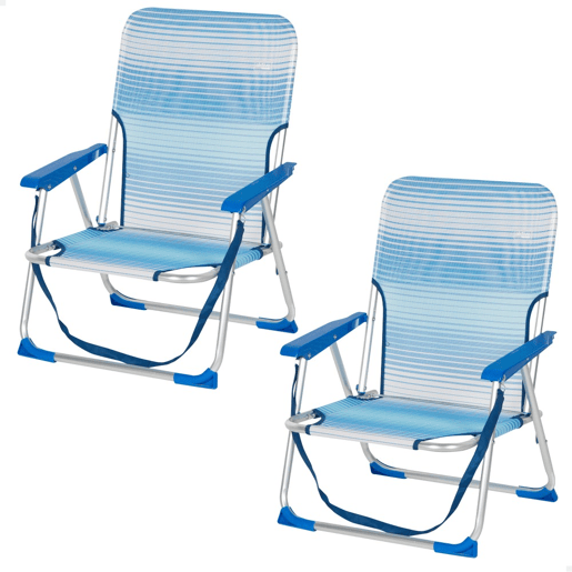Aktive Pack 2 cadeiras de praia dobráveis com riscas anti-queda