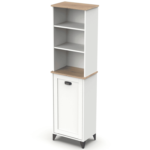 Briebe Eterna Coluna Casa de Banho, Móvel Auxiliar Armazenamento, Armário Alto Estilo Vintage 168x46,5x31 cm, 3 Prateleiras, 1 Porta, , Branco