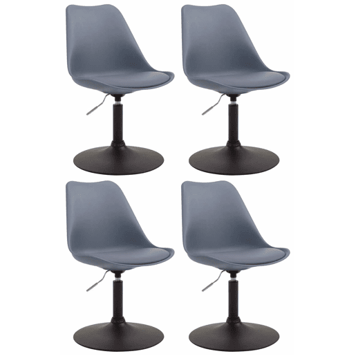 Set de 4 sillas de comedor Maverick con pie de trompeta Plástico Gris 57X48X76 cm