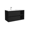 Móveis Bequia 90cm + armário direito de 2 furos + lavatório de cerâmica | Cor preto mate | 90x45x54