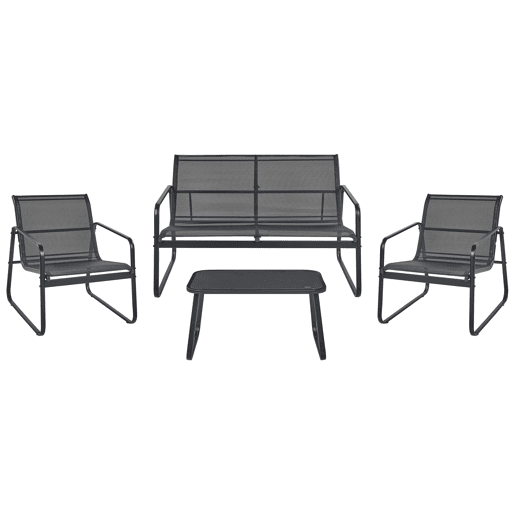 Conjunto de jardim com mesa 4 lugares BARREA Metal Preto