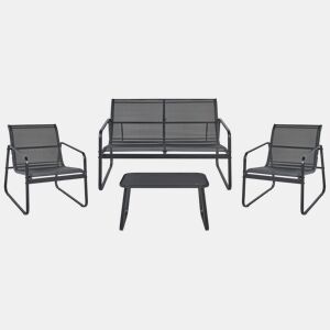 Conjunto de jardim com mesa 4 lugares BARREA Metal Preto