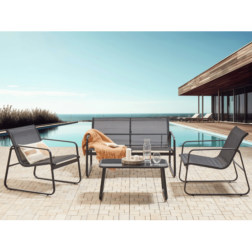 Conjunto de jardim com mesa 4 lugares BARREA Metal Preto