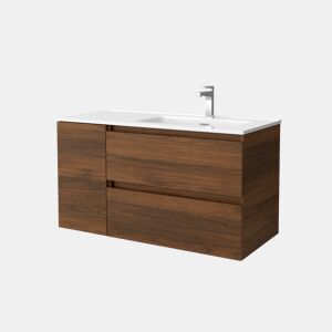 Móveis Bequia 90cm + 1 Sofá Porta Esquerda + Pia Cerâmica | Cor Nogueira |90x45x54