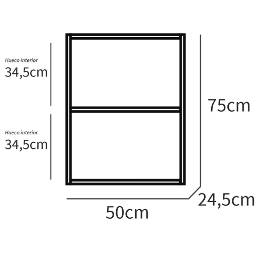 Briebe Nova Estante de Armazenamento de Livros, Móveis Modernos para Sala e Escritório, 75x50x24,5 cm, 2 Prateleiras, , Branco