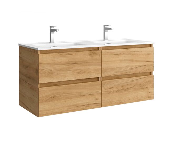Mueble de baño bequia 160cm + lavabo mineralsolid | roble |160x45x54