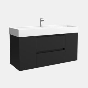 Móveis de Banheiro Bequia 120cm + 1 Coquete de Porta Centrada + Pia Cerâmica | Cor Preto Fosco | 120x45x66