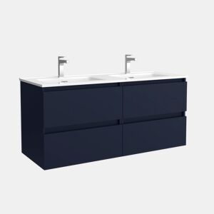 Móveis de banheiro Bequia 120cm + pia de cerâmica |Cor azul acetinado|120x45x54