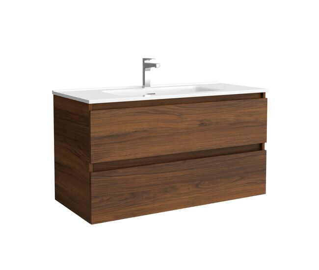 Mueble de baño bequia 100cm + lavabo cerámica | nogal|100x45x54