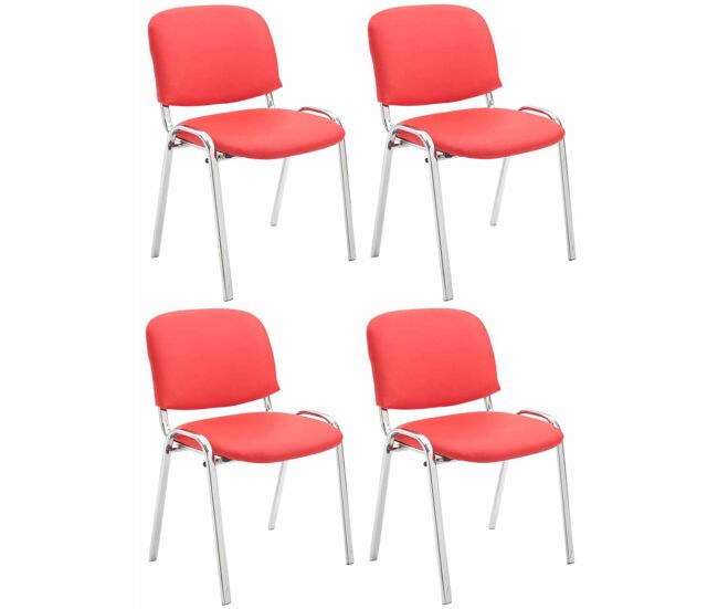 Set de 4 sillas ken cromadas en polipiel simil cuero rojo 48x54x79 cm