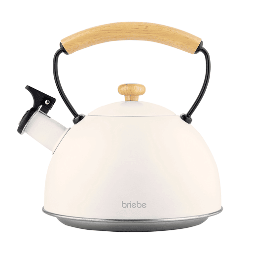 Briebe Nordic Chaleira de Indução com Apito, 2,3 L, Aço Inox, Vitrocerâmica, Gás, Cabo de Madeira, , Branco