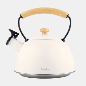Briebe Nordic Chaleira de Indução com Apito, 2,3 L, Aço Inox, Vitrocerâmica, Gás, Cabo de Madeira, , Branco