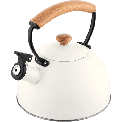 Briebe Nordic Chaleira de Indução com Apito, 2,3 L, Aço Inox, Vitrocerâmica, Gás, Cabo de Madeira, , Branco