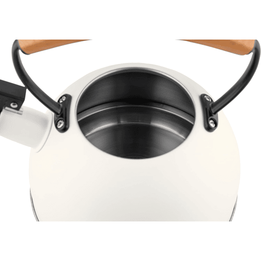 Briebe Nordic Chaleira de Indução com Apito, 2,3 L, Aço Inox, Vitrocerâmica, Gás, Cabo de Madeira, , Branco