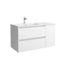 Móveis Bequia 100cm + 1 Coquete Porta Direita + Pia Cerâmica | Cor Branco Mate | 100x45x54