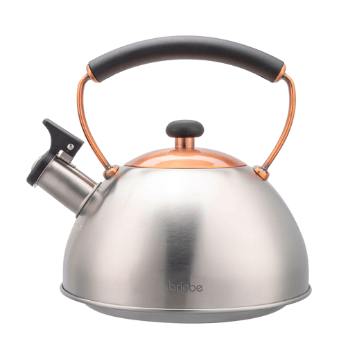 Briebe I-Bronze Chaleira de Indução com Apito, 2,3 L, Aço Inox, Retro, Vitrocerâmica, Gás, Cabo em Baquelite, , Inox Bronze