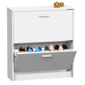Briebe Nova Sapateira Organizador de Corredor, Móvel Auxiliar Estreito de Madeira para Sapatos, 2 Portas, 82x74x25 cm, , Branco
