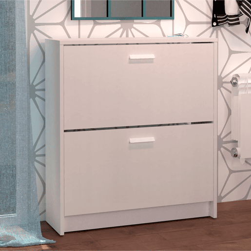 Briebe Nova Sapateira Organizador de Corredor, Móvel Auxiliar Estreito de Madeira para Sapatos, 2 Portas, 82x74x25 cm, , Branco